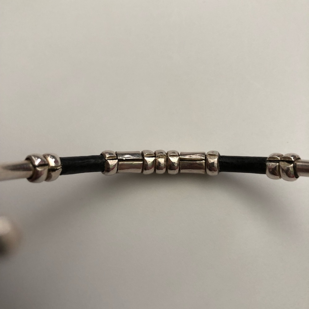Silver Handmade Black Detail Bangle - Picture 5 of 8